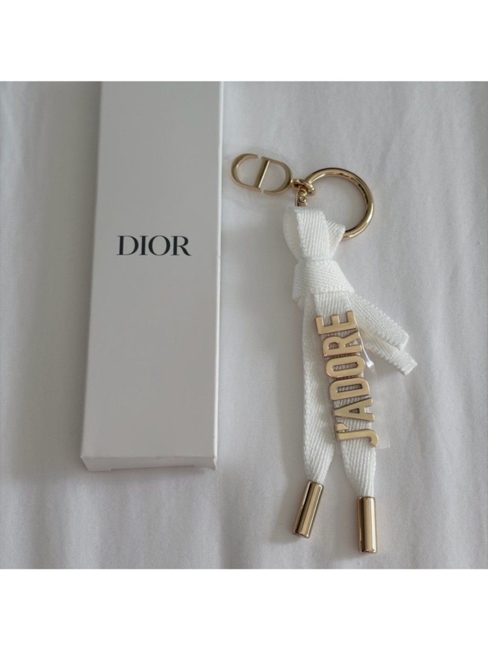 Dior White Ribbon J'ADORE key ring